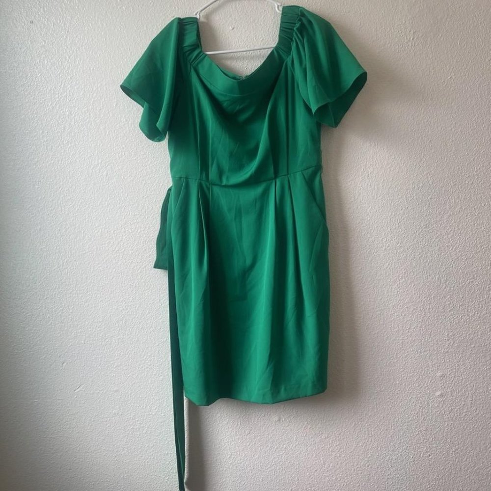 Eliza J Off the shoulder green dress